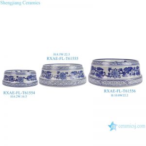 RXAE-FL-T6155 Series Blue and white floral porcelain pet food bowl ceramic dog cat bowl