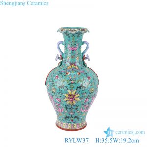 RYLW37 Pastel Green Color Glazed Twsited flower patten Jingdezhen High quality Porcelain Decorative flower vase