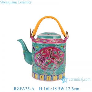 RZFA35-A-B Jingdezhen porcelain high quality famille rose phoenix peony pattern ceramic kettle