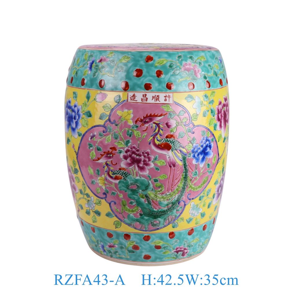 RZFA43-A Jingdezhen Porcelain Chinese Style Pastel Home Garden Decoration Ceramic Stool