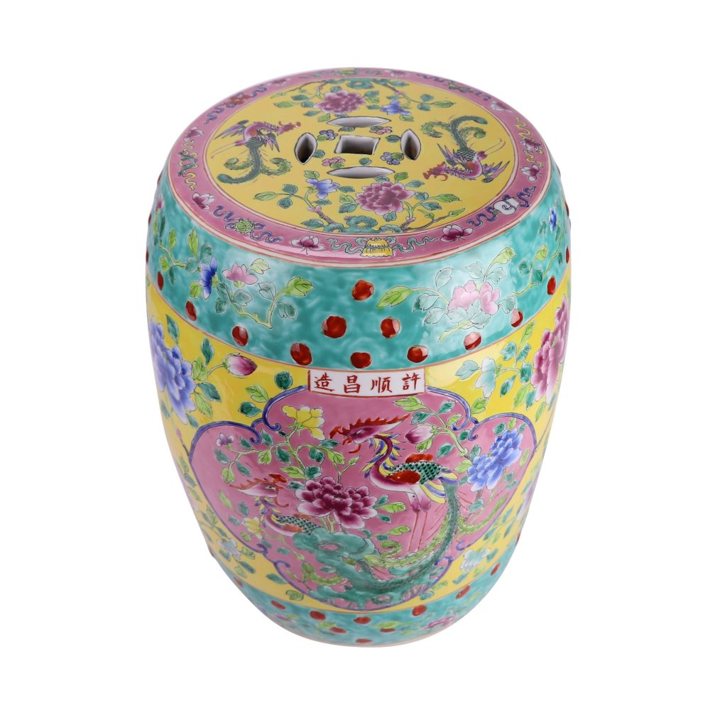 RZFA43-A Jingdezhen Porcelain Chinese Style Pastel Home Garden Decorative Ceramic Stool Top View