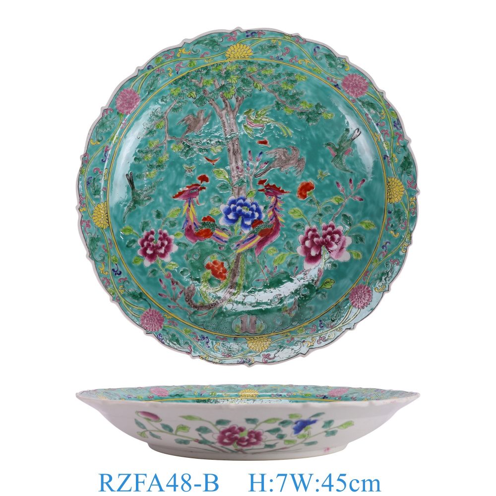 RZFA48-B Jingdezhen porcelain pastel green large home decoration ceramic tableware plate