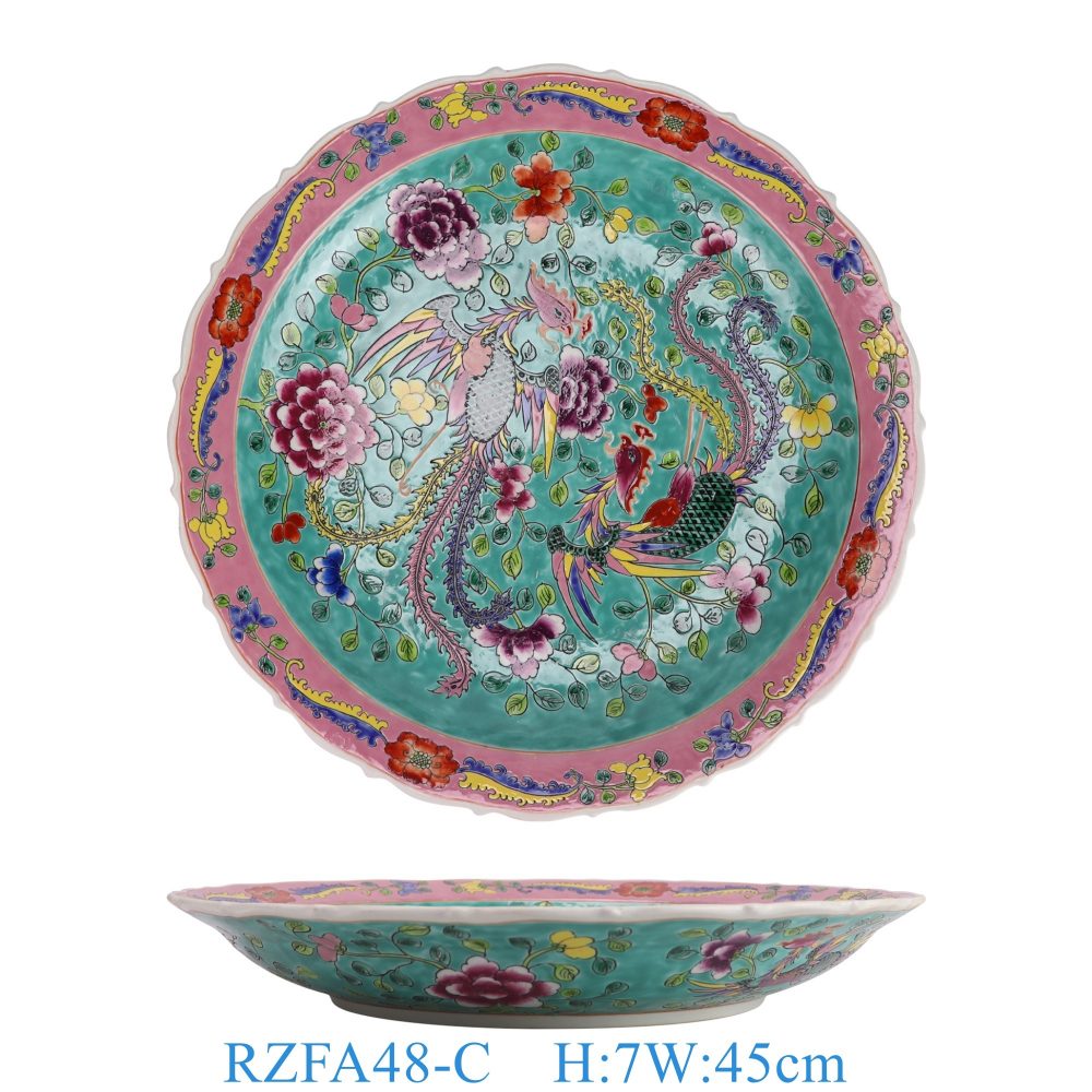 RZFA48-C Jingdezhen porcelain pastel large home decoration ceramic tableware plate