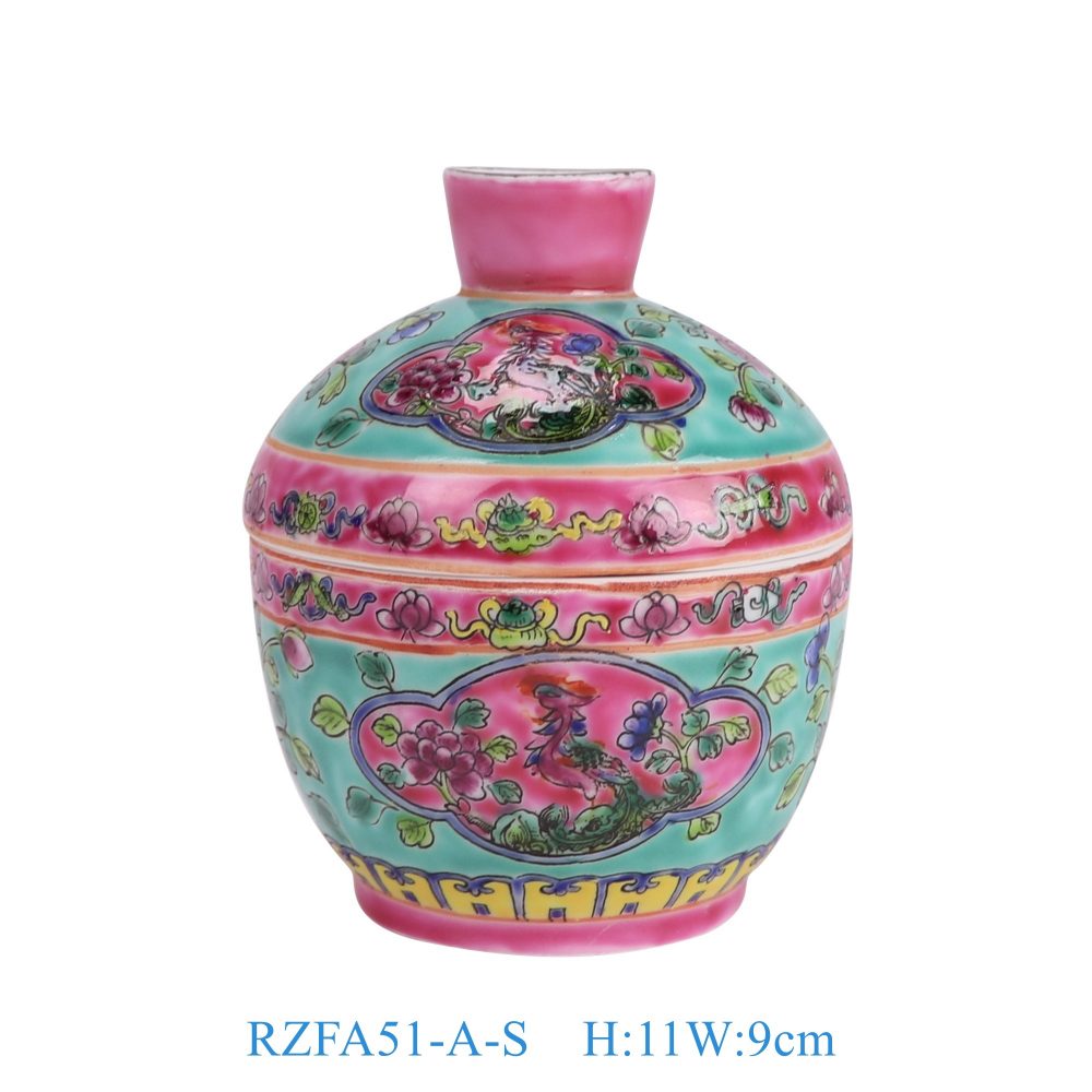 RZFA51-A-SJingdezhen Peranakan Porcelain Chinese Style Pastel Home Decoration Storage Nonyan Ceramic Small Jar