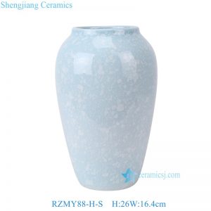 RZMY88-H-S Reactive Glaze Light blue Snow flower pattern Ceramic Flower Pottery Tabletop Vase