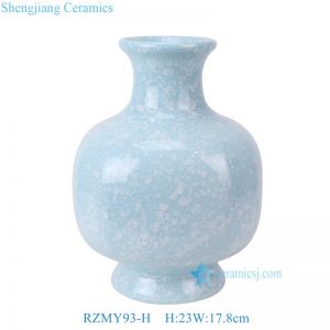 RZMY93-H Reactive Glaze Light blue Snow flower pattern Irregular shape Ceramic Flower Vase