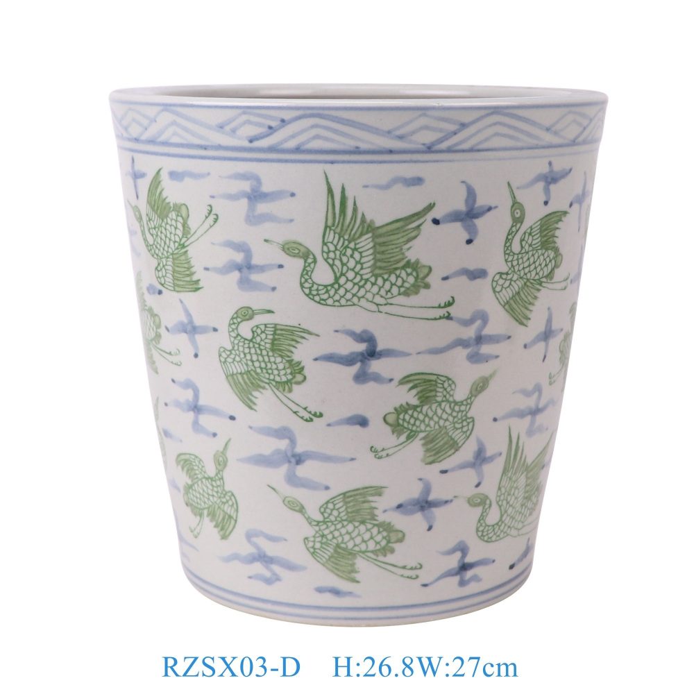 RZSX03-D Jingdezhen porcelain hand-painted blue and white crane pattern home decoration ceramic flower pot