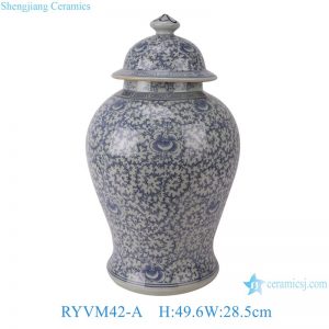 RYVM42-A 20inch Cheap Blue and White Scrolling Flower Pattern Porcelain Temple Jar