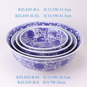 RZLE05-B-S-M-L-XL Jingdezhen blue and white tangled lotus home decoration tableware ceramic dinner plate four-piece set