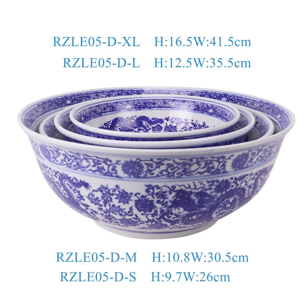 RZLE05-D Jingdezhen porcelain blue and white series unique design dragon pattern home ceramic dinner plate in four sizes