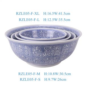 RZLE05-F-S-M-L-XL Jingdezhen blue and white ceramics, high quality and low price, restaurant home gift, Baishou ceramic bowl