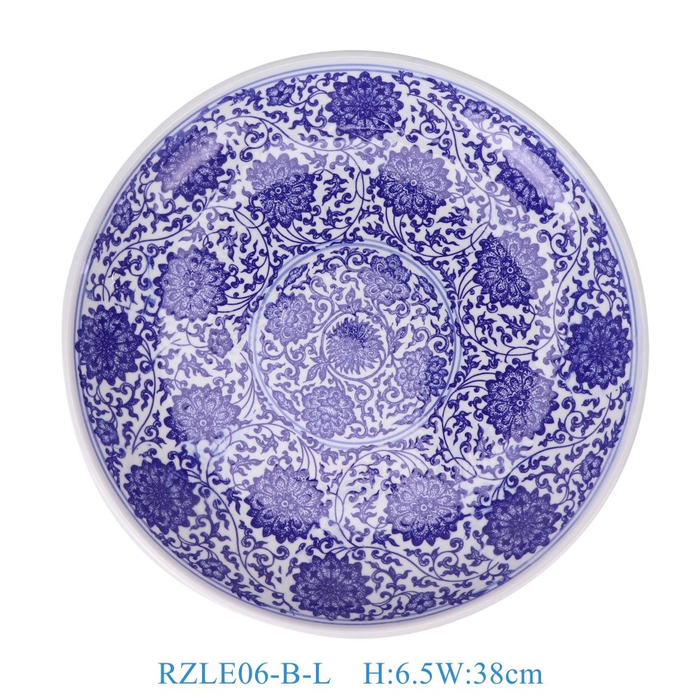 RZLE06-B-XL Jingdezhen Ceramics high quality blue and white ceramic plate large size