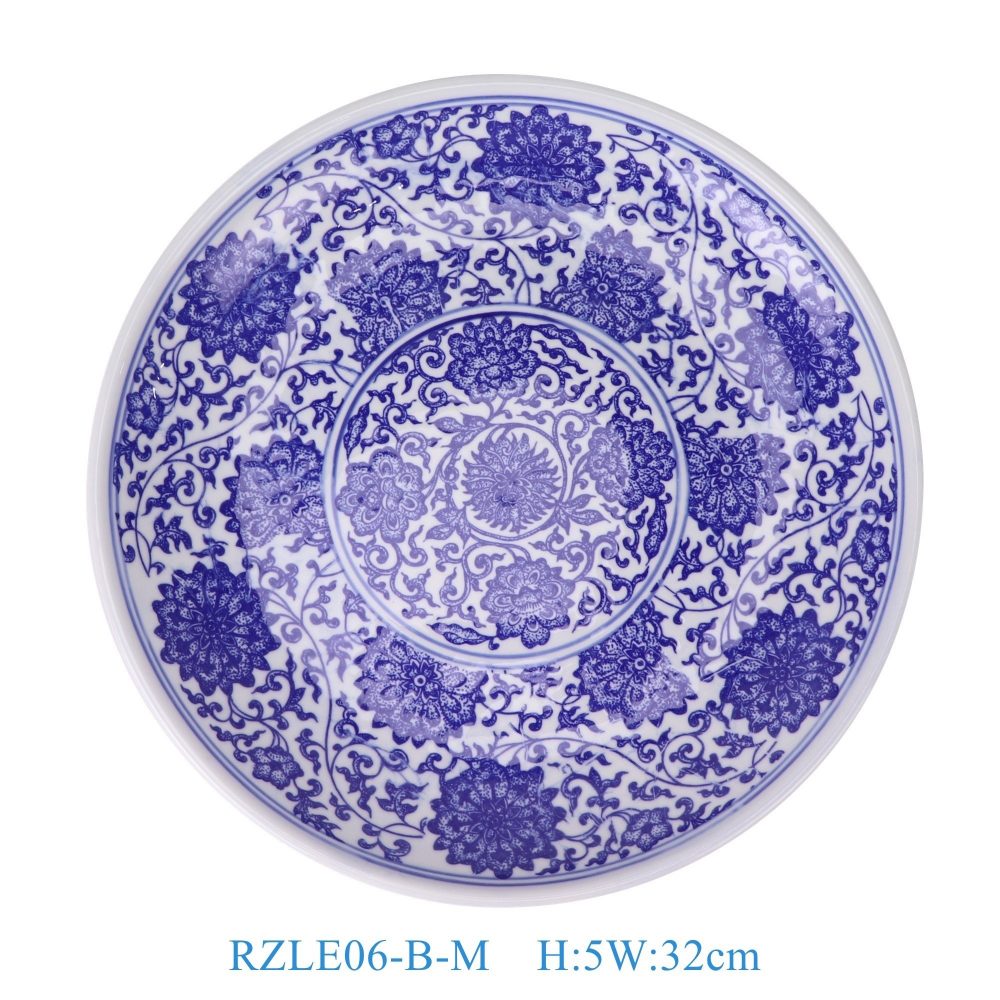 RZLE06-B-XL Jingdezhen Ceramics high quality blue and white ceramic plate medium size