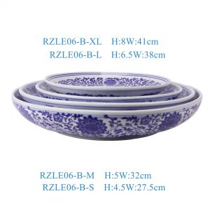 RZLE06-B-S-M-L-XL Jingdezhen Ceramics High Quality Blue and White Ceramic Plate Set of Four