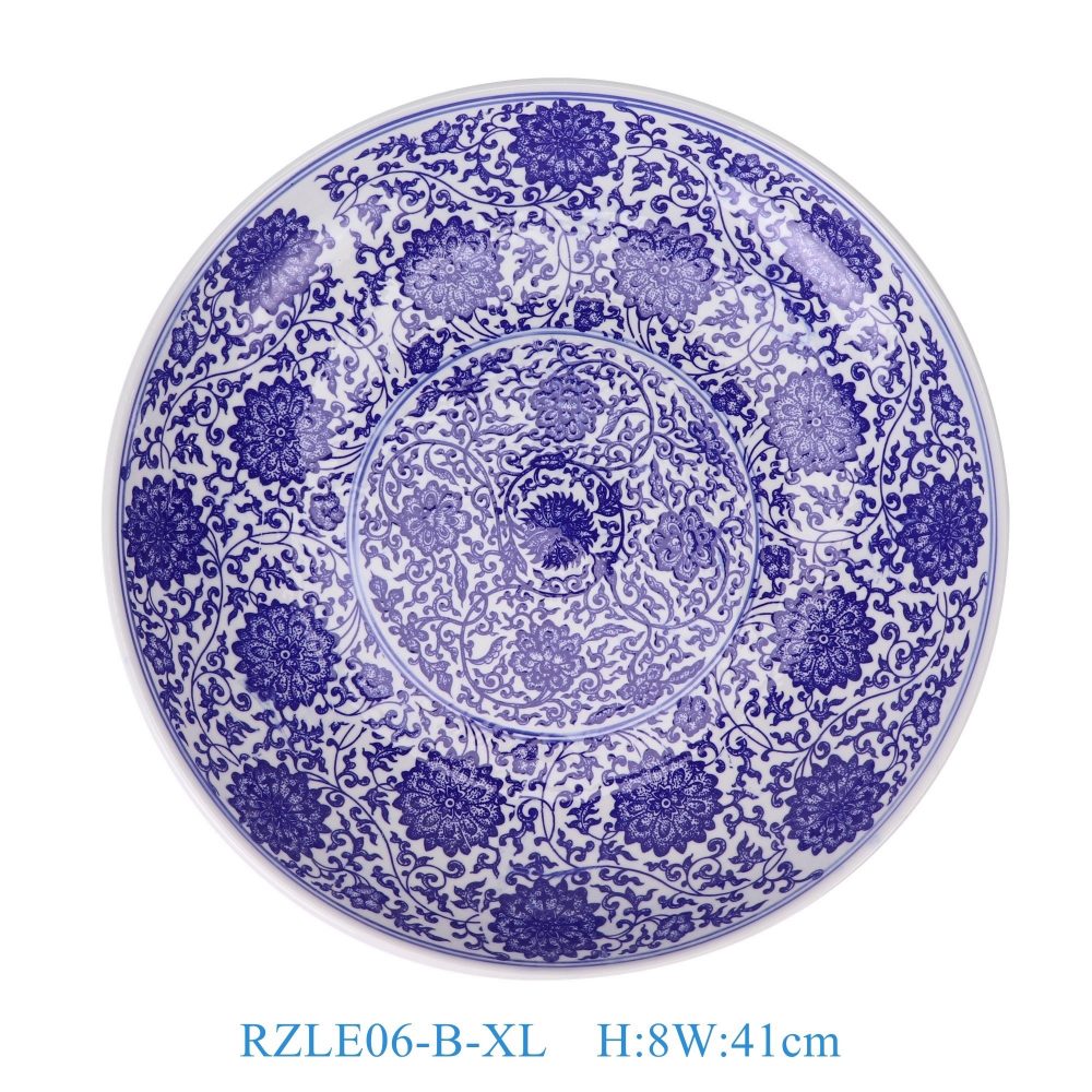 RZLE06-B-XL Jingdezhen Ceramics high quality blue and white ceramic plate extra large size