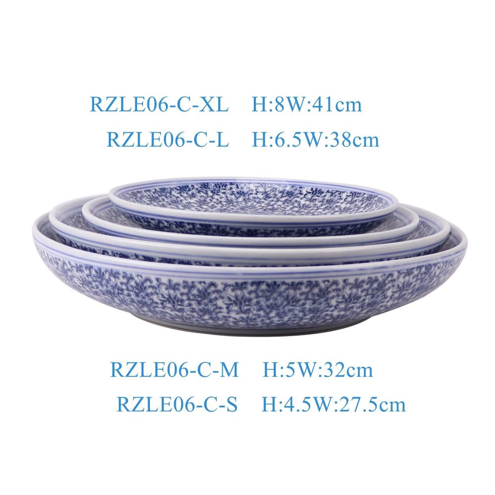 RZLE06-C-S-M-L-XL Jingdezhen porcelain home decoration gift high quality blue and white flower pattern ceramic large plate