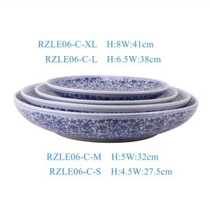 RZLE06-C-S-M-L-XL  Jingdezhen porcelain home decoration gift high quality blue and white flower pattern ceramic large plate