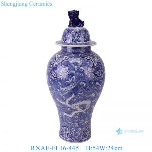 Jingdezhen porcelain blue and white seawater dragon pattern ceramic ginger jar with lid