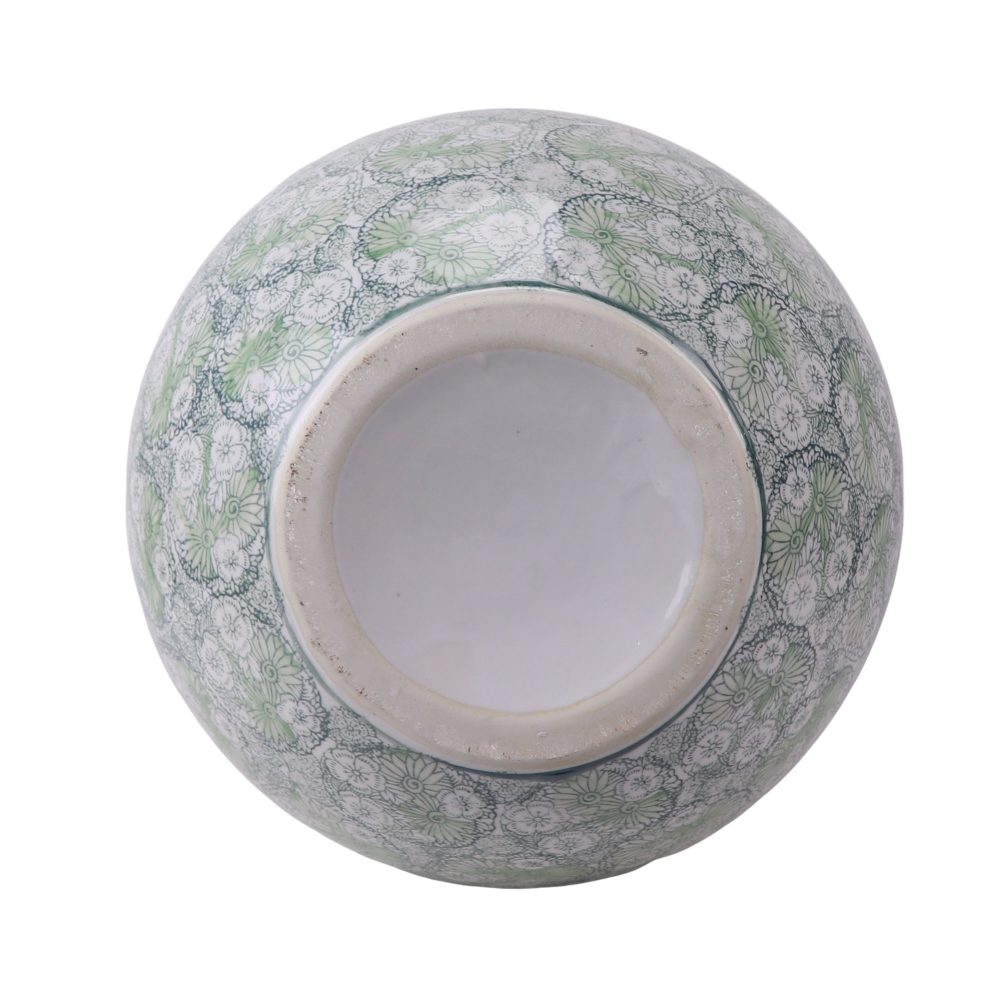 RXAE-FL22-784 Green flower pattern potbelly home decoration ceramic pomegranate vase bottom picture