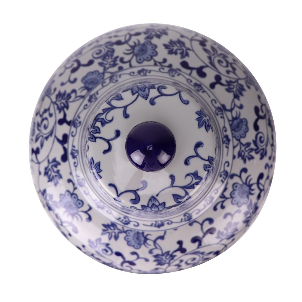 RXAE-FL23-976 Jingdezhen Chinese porcelain home decoration blue and white hibiscus porcelain plum vase top view