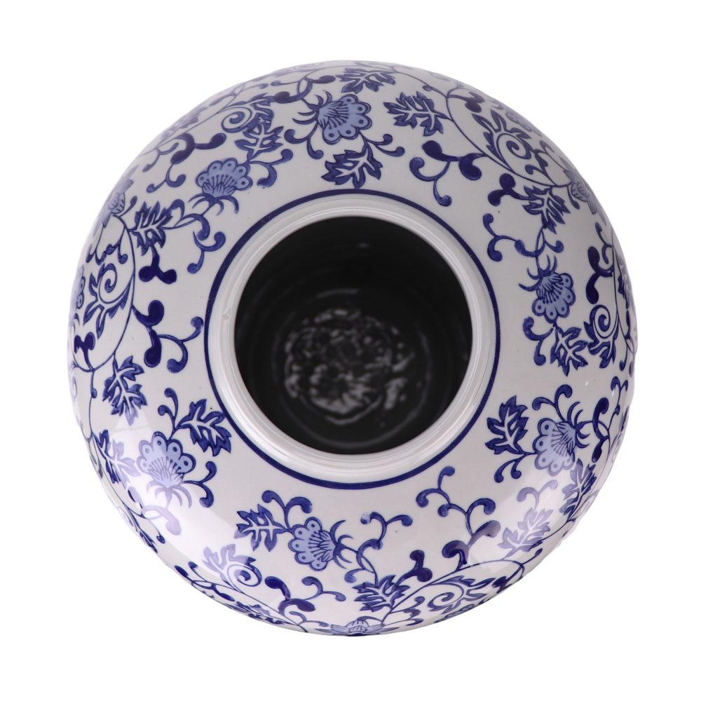 RXAE-FL23-976 Jingdezhen Chinese porcelain home decoration blue and white hibiscus porcelain plum vase interior view