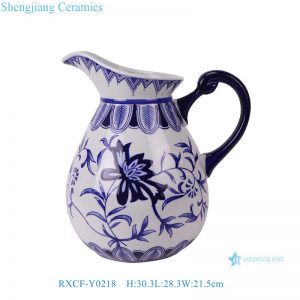 RXCF-Y0218 Jingdezhen blue and white floral pattern ceramic teapot with handle