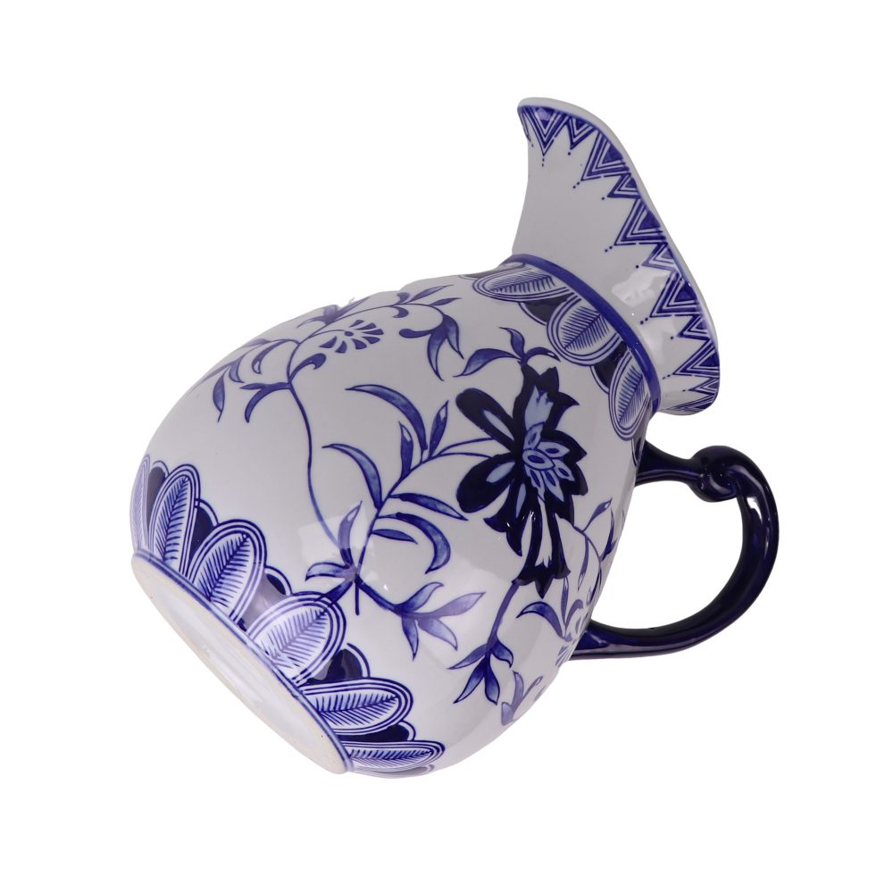 RXCF-Y0218 Jingdezhen blue and white floral pattern ceramic teapot with handle side view