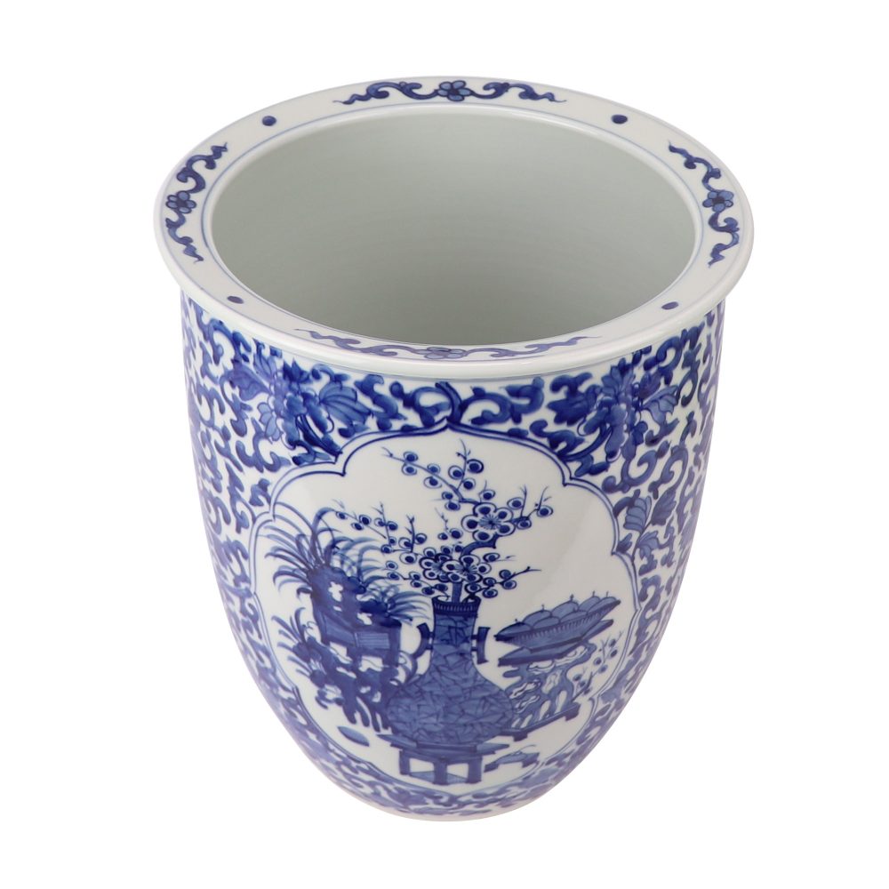 RXCS08-A Jingdezhen porcelain hand-painted blue and white window opening antique pattern home garden decoration ceramic flower pot top view