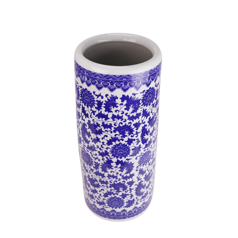 RXDA01-B Jingdezhen affordable blue and white lotus pattern ceramic umbrella stand quiver top view