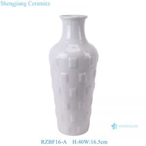 RZBF16-A Song Dynasty Ru kiln celadon glaze carved square pattern vase handmade solid white vase