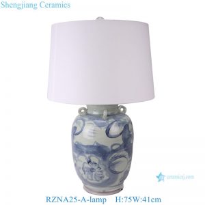 RZNA25-A-lamp Antique Hand Painted Blue and White Porcelain Table Lamp Home Decorative Ceramic Lamp