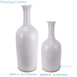 RZPI91 Jingdezhen Solid White Porcelain Vase Handmade Long Neck Ceramic Flower Vase