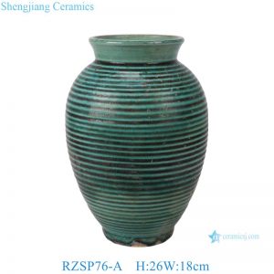 RZSP76-A Antique green glazed Merrimac Pottery Massive ribbed Willow vase