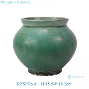 RZSP82-A Vintage Green Reactive Color Glazed Ceramic Planter flower pot with Striated Décor