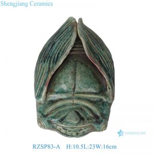 RZSP83-A Vintage Green Reactive Color Glazed insect cicada true bug Ceramic statue for home decoration