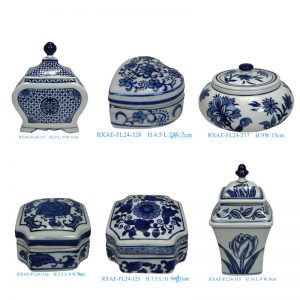 RXAE-FL24 series Cheap Price Blue and White Square Porcelain Lidded Jewelry Box