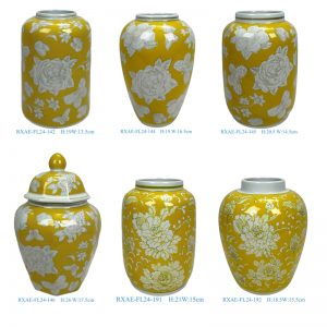 RXAE-FL24 series Low Price Popular Yellow Ground Floral Design Porcelain Vase Home Decoration