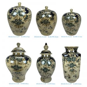 RXAE-FL13 series Unique Beautiful Floral Pattern Ceramic Jar and Vase Home Ornament