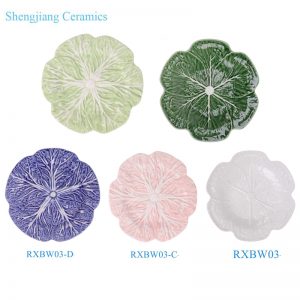 RXBW03-series 8.5/10.5/13 inch  Ceramic Cabbageware Decorative Dinner Plate Green white pink purple ceramic serving plate