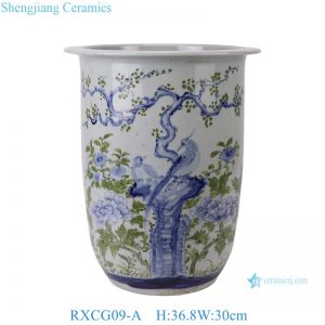 RXCG09-A Green Blue and white Bird flower pattern ceramic flower pot planters Decorative Vase