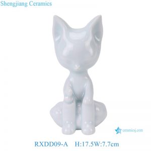 RXDD09-A Celadon Porcelain Fox Sculpture Home Decoration