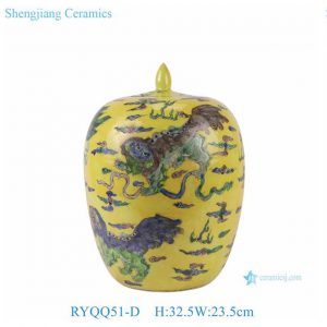 RYQQ51-CDE Porcelain ceramic winter melon jar pastel colorful dragon pattern lion figure landscape pattern home decoration