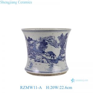 RZMW11-A Jingdezhen Hand painted landscape pattern ceramic pen holder tabletop small flower vase