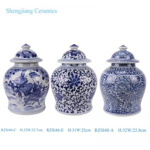 RZSi46-C / RZSi46-E /RZSI48-A Blue and white porcelain Twisted flower Qilin gift Pattern Ceramic lidded Jar flower pot