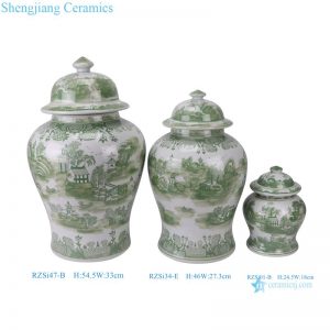 RZSi47-B-RZSi34-E-RZSi01-B Green landscape Wutong trees landscape pattern general Jars vase decoration