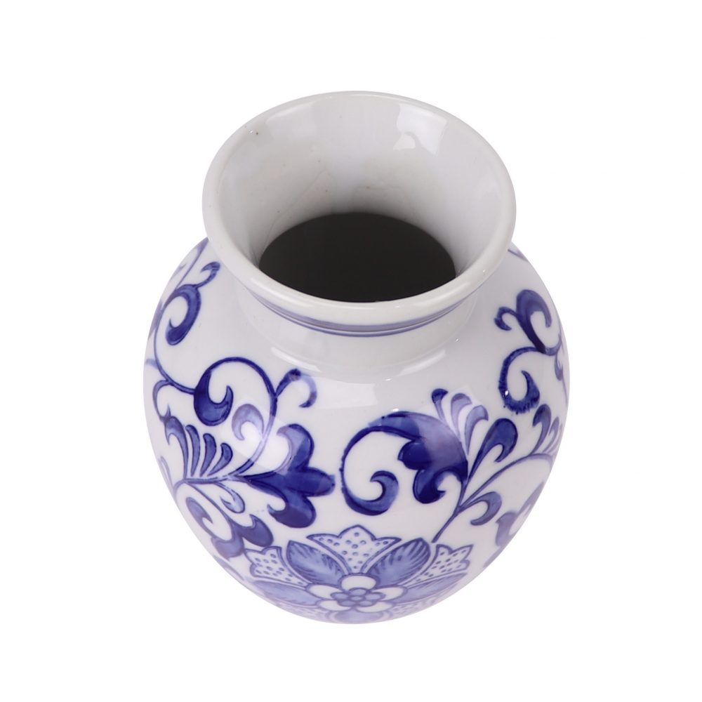 Jingdezhen porcelain blue and white flower leaf pattern home decoration ornaments ceramic mini cute vase top view