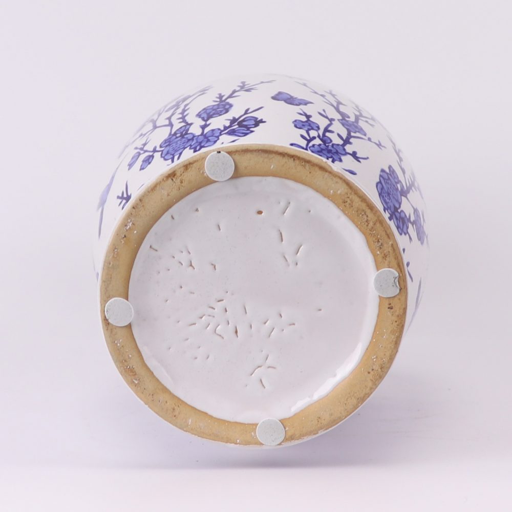 RXCE08-A Jingdezhen home decoration ornaments blue and white flower-bird flower-beak fish-tail ceramic vase bottom view