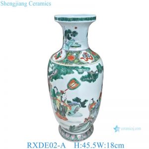 RXDE02-A Antique Handmade Doucai Character story Pattern Fish Tail Shape Porcelain Vase