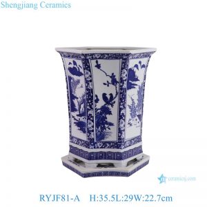 RYJF81-A Jingdezhen Blue and White Porcelain Planter Ceramic Orchid Flowerpot with Tray