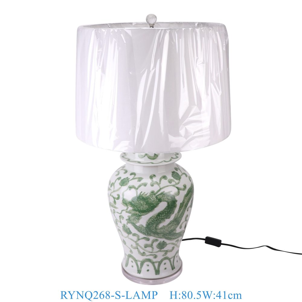 Jingdezhen hand-painted green dragon pattern ceramic ornament lamp